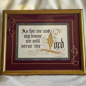 Hand-Lettered Calligraphy NOT A PRINT Religious Framed Art Joshua 24:15‎